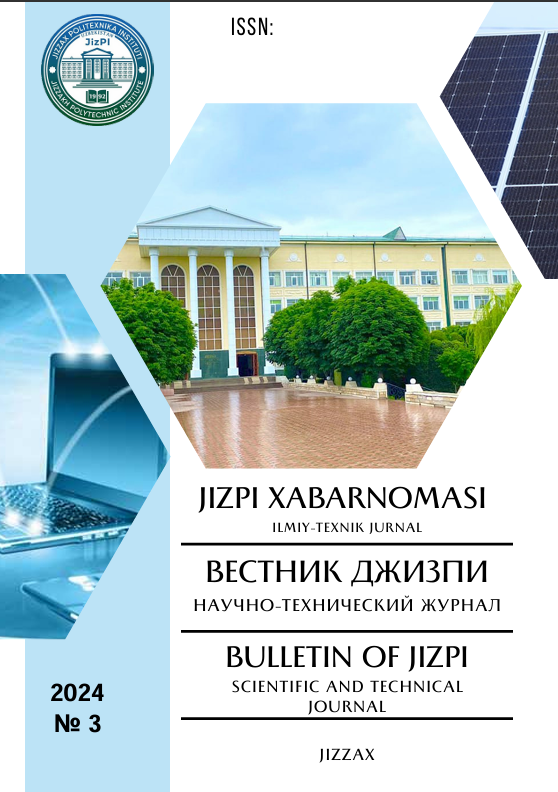 					View Vol. 1 No. 4 (2024): JizPi Xabarnomasi ilmiy-texnik jurnali 3 - soni
				