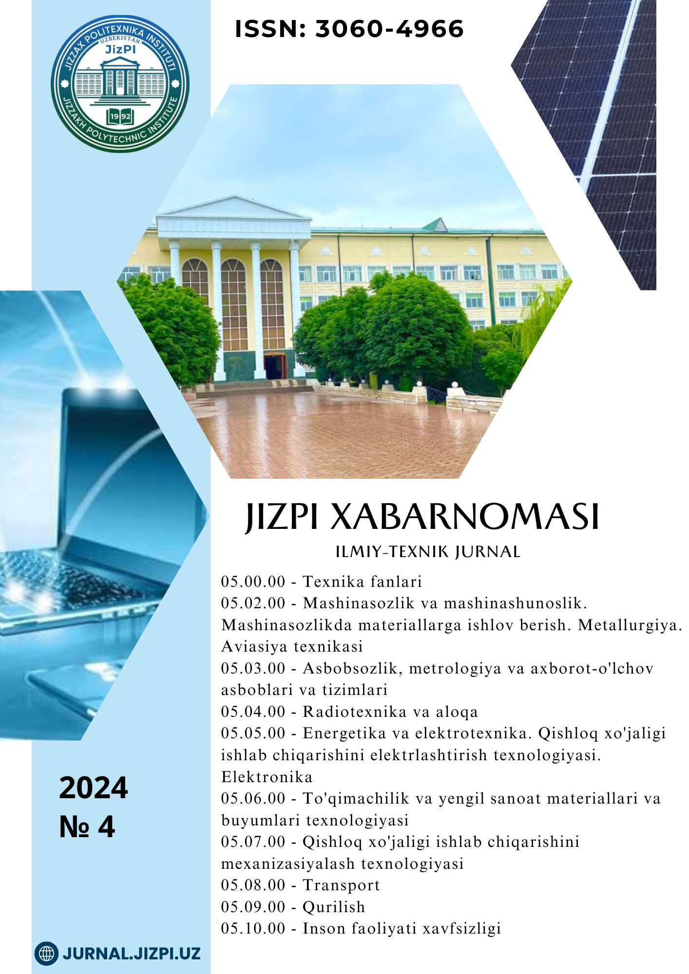 					View Vol. 1 No. 4 (2024): JizPi Xabarnomasi ilmiy-texnik jurnali 4 - soni
				